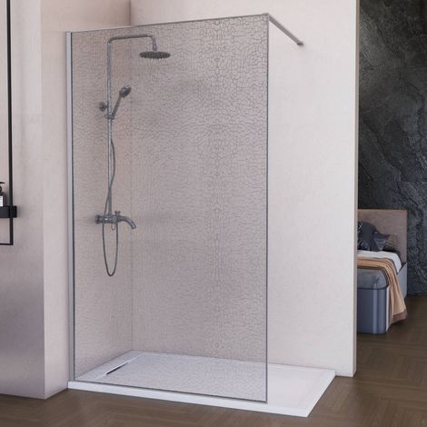 Mampara de ducha fija 160 cm transparente cromo plata 3 cristales laminados texturizado antical 12 mm 200 cm alto (1/5)