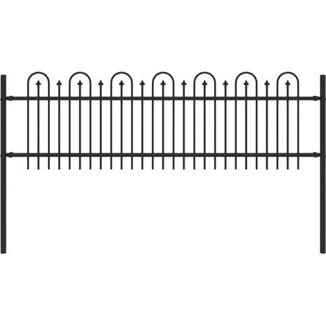 Spike Arch Fence DRONTEN Black vidaXL