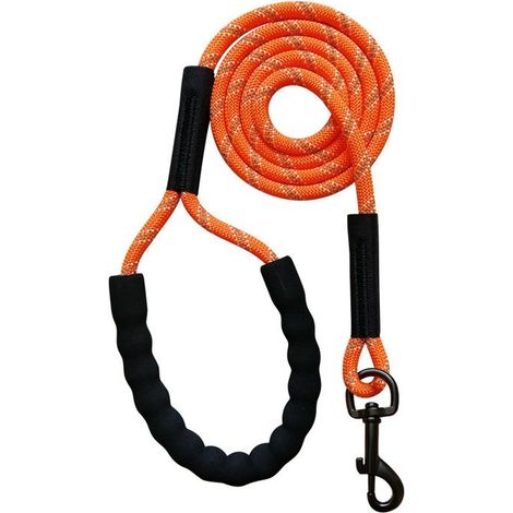 Hundeleine – 5 m, orange – mit komfortablem Griff und reflektierendem Garn, geeignet für alle Hunde (1/3)