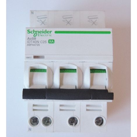 Acti9 iDT40N XA - disjoncteur modulaire - auto/vis 3P+N C 25A 6000A/10kA (1/2)