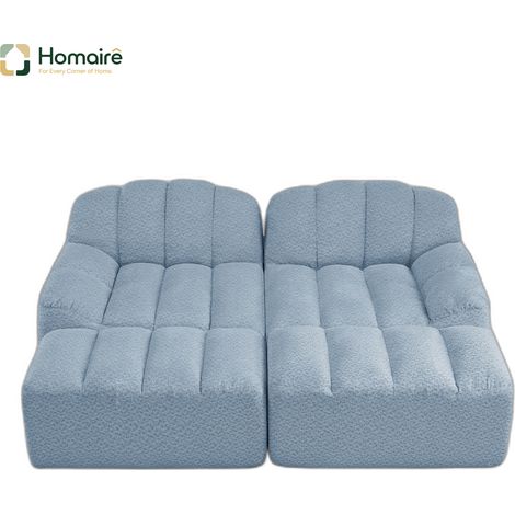 Canapé modulable en polaire bleu avec accoudoirs 210 x 165 x 79 cm HOMAIRE (1/5)