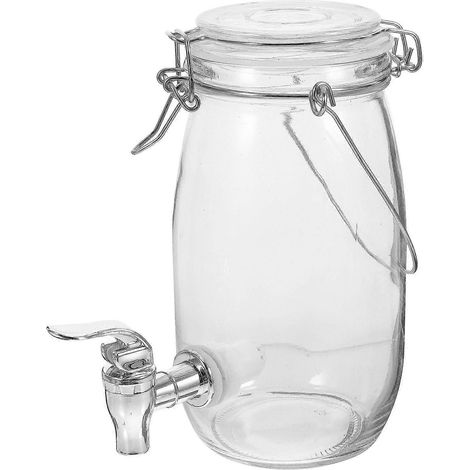 Distributeur de boissons en verre hermétique avec robinet, 1 pièce, pour la cuisine ou la maison. (1/2)