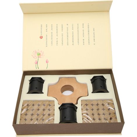 Coffret de Moxibustion Chinois 3 Vitesses, 60 Cônes d'Armoise, 3 Boîtes + 60 Adhésifs, Boîte Suspendue Dorée Champagne (1/5)