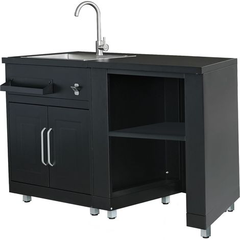 Cuisine d'extérieur 2 éléments avec évier noir (1/5)