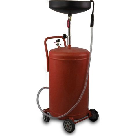 Bituxx Mobiler 80L Ölauffangwagen Ölablassgerät Altölauffang Ölwechsel Druckluft Entleerung 38,5cm Trichter Rot