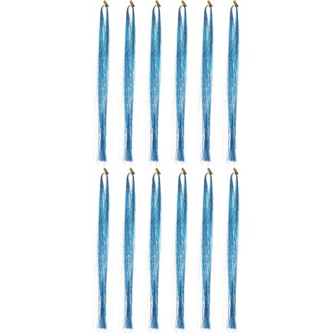 Mèches de Cheveux Pailletées Étincelantes Extensions Capillaires Bleues (1/5)