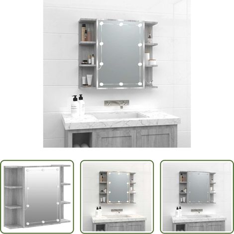 vidaXL Spiegel für Make-up - Spiegelschrank mit LED Grau Sonoma 70x16,5x60 cm (1/5)