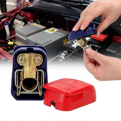 Autobatteriepole: ein Paar Kontaktklemmen, positive und negative Elektroden, Kfz-Ersatzteile, Schnellverschluss-Befestigungssystem. (1/5)