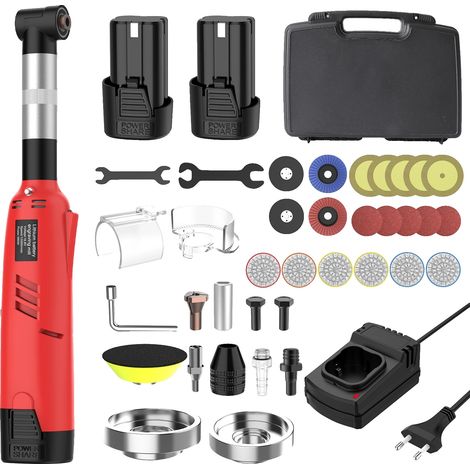 Amoladora recta eléctrica, control de velocidad de 7 niveles, herramienta multiusos, color rojo. (1/2)