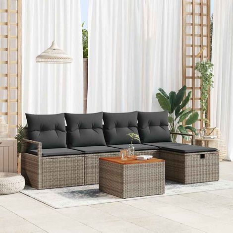 Set Divano da Giardino 6 pz Grigio Poly Rattan vidaXL (1/5)