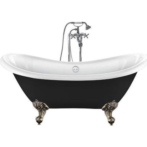 Freistehende Badewanne DARLINGTON schwarz Adlerfüße ALTBRONZE 175