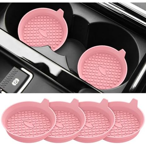 Auto-Untersetzer [4er-Set] Silikon-Becherhalter/Untersetzermatten – Universelles, rutschfestes Auto-Innenraumzubehör – Rosa (1/5)