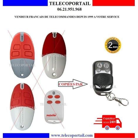 TELECOMMANDE COPIEUSE PORTAIL MOTOSTAR CLIKSTAR 2, 4, RE532, RE534, CLICK 4M, 4C