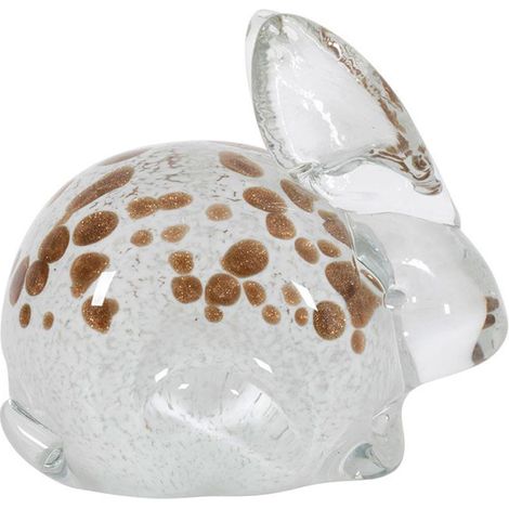Presse papier verre lapin Garenne blanc 7x10x11cm (1/2)