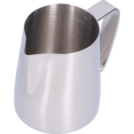 Kaffeekännchen aus Edelstahl mit spitzer Öffnung, ideal zum Aufschäumen von Kaffeepulver, für Zuhause, Edelstahlfarbe, 350 ml (1/5)