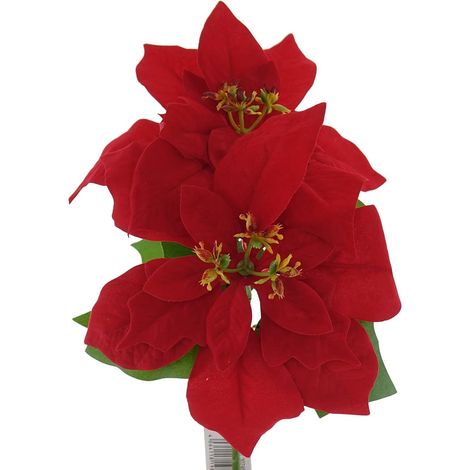GASPER Weihnachtsstern - Poinsettie Rot kurz mit 2 Brakteen 33 cm - Kunstblumen (1/3)