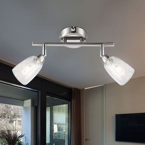 Lampe de plafond Lampe de plafond Spot Lampe de salon, 2 flammes Spots mobiles, chrome nickel mat argenté, 2x G9 3W 300Lm blanc chaud, LxlxH 25x6x11cm