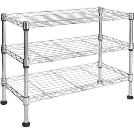 Casa Pura – Étagère à épices en métal chromé – 3 étagères grillagées – Dimensions 45x20x45 cm – Pieds antidérapants pour stabilité