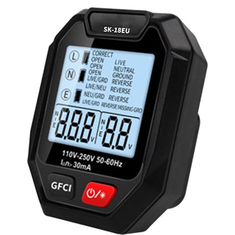 Testeur de tension de prise, testeur de prise numérique, testeur de prise numérique plug-in, testeur de prise Testeur de prise avec écran LCD détecte les problèmes courants de maison et de câblage (1/5)