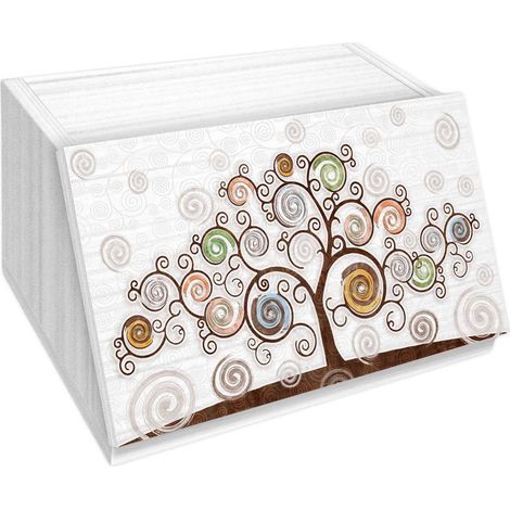 Lupia Portapane Legno Bianco TREE WHITE, Contenitore Pane 40x20x30 cm (1/4)