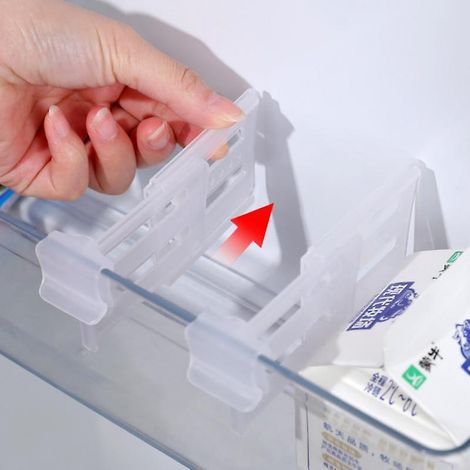 Lot de 4 panneaux de séparation rétractables en plastique pour réfrigérateur, étagère de rangement pour bouteilles et canettes à monter soi-même. (1/2)