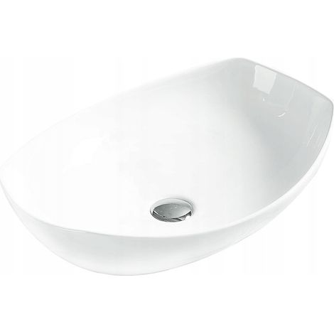 Lavabo cerámico sobre encimera, 56x39,5x15,5 cm, Blanco