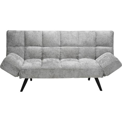 Sofá-cama SALVORA – Tela gris – Colchón de espuma integrado – Estructura de madera – Diseño compacto y práctico