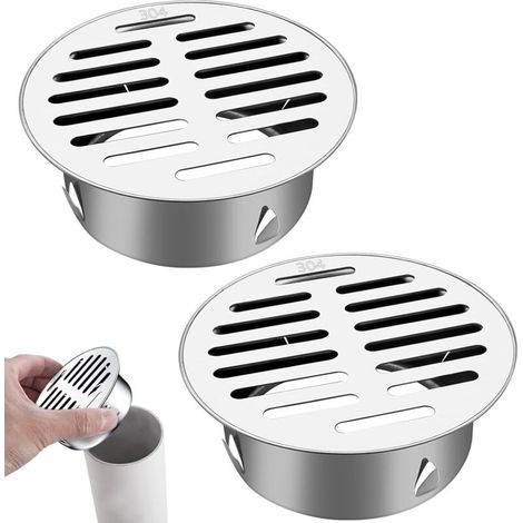 2Pcs Floor Drain, Stainless Steel Roof Floor Drain for Drain Pipes, Exhaust Pipes, Roof Balcony(110 Flat Mouth)