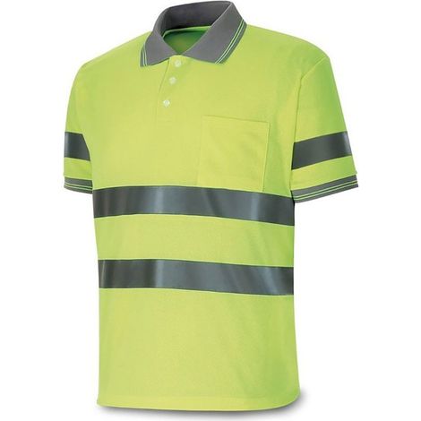 Polo jaune fluo, manches courtes haute visibilité, taille M