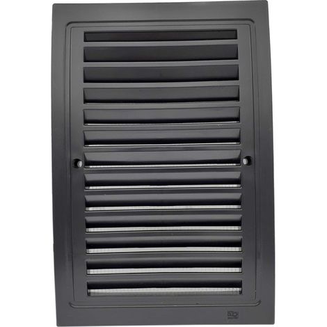 Lot de 3 Grille intérieur extérieur plastique avec moustiquaire 140x210 mm Noir (1/4)