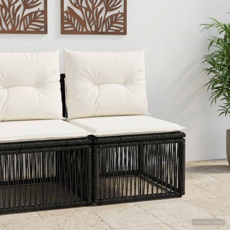 vidaXL Unità divano senza braccioli Nero polyrattan (1/5)