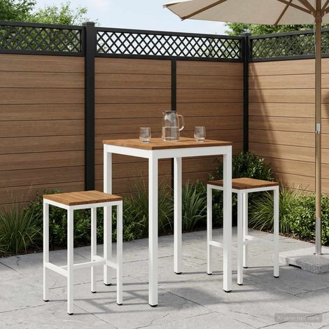 vidaXL Table de Bar de Jardin NAARDEN Naturel et Blanc (1/5)