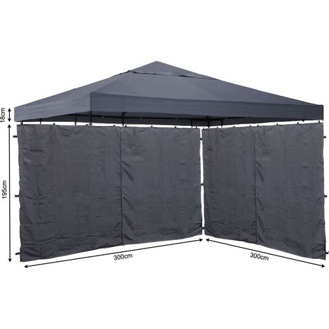 Set Ersatzdach und 2 Seitenteile für Pavillon 3x3m Grau RAL 7012 Pavillondach Ersatzbezug Seitenwand mit Reißverschluss (1/5)