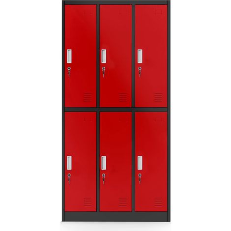 Armoire à 6 portes IGOR, 900 x 1850 x 450 mm, rouge anthracite