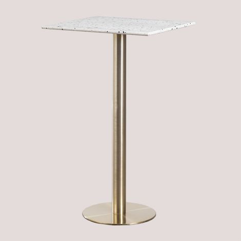 Tavolo Alto Quadrato in Terrazzo (60x60 cm) Malibu SKLUM         Oro champagne   