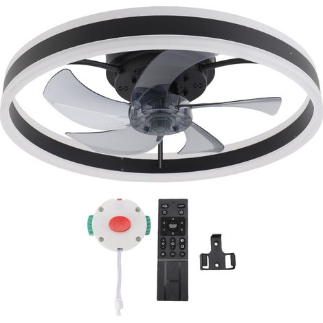 Ventilateur de plafond LED noir, moteur DC silencieux, 6 vitesses, télécommande, gradation continue, 3 températures de couleur, diamètre 50cm (1/5)