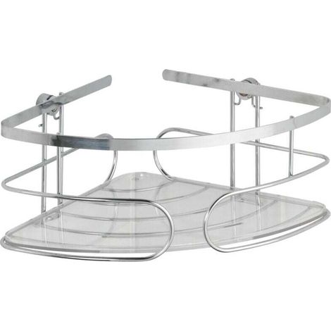 Eckduschablage zur Wandmontage, Badezimmer-Eckablage, Premium, Edelstahl, 26,5 x 10 x 19 cm, poliert