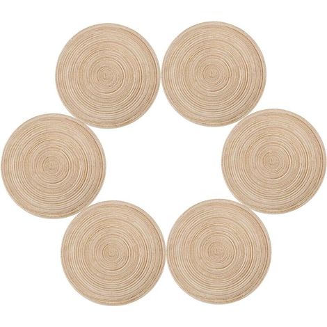 Sets de table ronds 35cm – Lot de 6 en polypropylène et coton – Résistants à la chaleur jusqu'à 70℃ – Antidérapants et lavables (1/4)