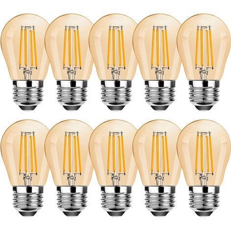 Ampoule LED Vintage E27 Edison Dimmable,Ampoule à Filament LED 4W E27 G45,2700K Blanc Chaud Remplacement 35W,350LM,Dimmable,Ambre,Lot de 10 (1/5)