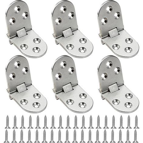 Charnière Plate,Charnière Pliante 6 Pièces Charnière Flip Alliage Charnière Matériel Maison Charnières de Table Pliantes en Zinc Argent Charnière Invisible Montage de Meubles (1/4)