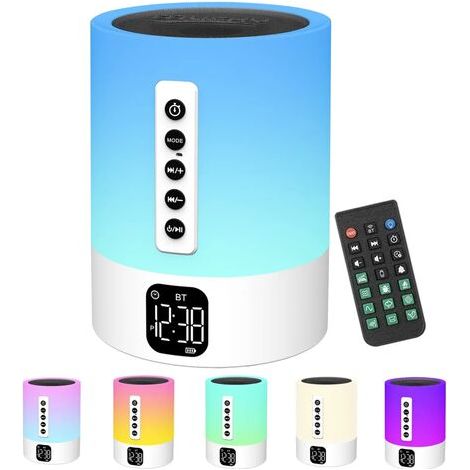 Réveil Enceinte Bluetooth Lampe de Chevet avec Machine à Bruit Blanc,Multifonctionnelle Bruit Blanc Bebe Haut-Parleur Bluetooth Veilleuse Reveil Lumineux Idee Cadeau ado Mère,Fille,Enfant,Adulte (1/5)