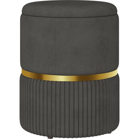 VelvetFeel Storage Ottoman  Grey (1/5)