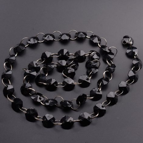 Perle acrylique cristal octogone 1m fil, décoration suspendue mariage Noël fête, noir, guirlande brillante pour décoration événement (1/3)