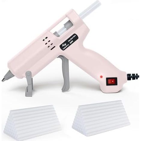 Tilswall Kit de pistolet à colle chaude 50 W, mini pistolet à colle, préchauffage rapide avec 75 bâtons de colle de 130 mm x 7 mm pour travaux manuels, bricolage, art, réparations à domicile, verre et (1/5)