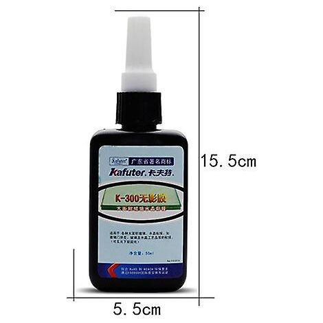 Colle liquide transparente à polymérisation UV K-300 (50 ml) pour collage et réparation de verre cristallin. (1/4)