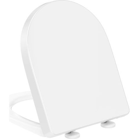 1 - Abattant WC - Lunette Toilette - Forme D Allongée Avec Frein De Chute Et Charnière Métallique Pour Salle De Bain Blanche 45x36,1x5 Cm (1/5)
