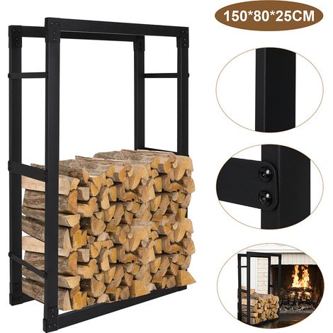 TolleTour scaffale per legna da camino aiuto per impilare 150×80×25 cm in metallo resistente alle intemperie deposito per legna da ardere (1/5)
