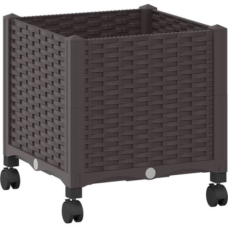 Vaso da Giardino con Ruote Marrone 40 x 40 x 44 cm PP vidaXL (1/5)