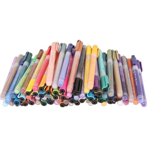 Lot de 72 marqueurs peinture acrylique, couleurs assorties, pointe fibre, étanches, séchage rapide, pour graffiti, enfants, étudiants, école. (1/5)