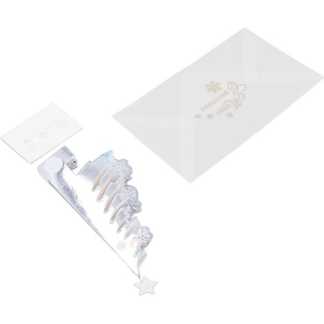 Cartes de Noël scintillantes avec sapin, enveloppes incluses, papier doré gravé transparent, cartes humoristiques pour souhaits et bénédictions de fêtes. (1/5)